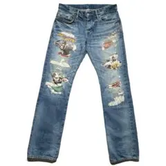 HYSTERIC GLAMOUR CPR加工 スタッズ デニム パンツ アメコミ