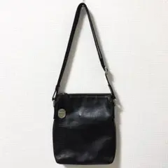 希少☆PAUDY／レザー／ショルダーバッグ／ななめ掛け／本革／ブラック／黒