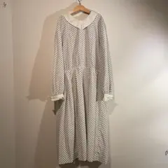 LE CIEL ビンテージ 70s 80s ドット柄 ロング 長袖ワンピース 9