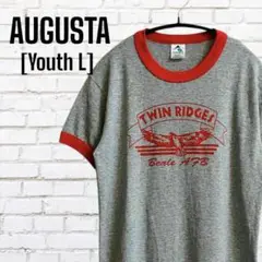 アメリカ古着/AUGUSTAオーガスタ/リンガーTシャツ/グレーx赤YouthL