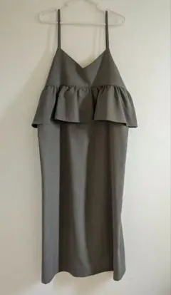 フリル付きグレーキャミワンピース　しまむら