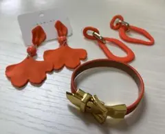 ブレスレット ピアス オレンジ ゴールド