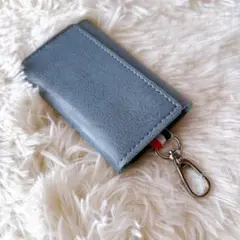 新品★キーケース 6連フック シンプル コンパクト 鍵収納 くすみカラー ブルー