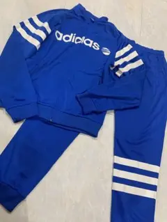 adidas ジャージ上下セット 青 ストライプ