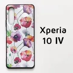 Xperia 10 Ⅳ ケース 白 赤 紫 花 カバー