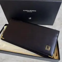 美品 ダンヒル　長財布　メンズ　箱・収納袋つき　レザー　ブラック　お札入れ　ロゴ