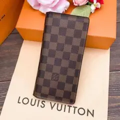 【美品】ルイヴィトン ダミエエベヌ ポルトフォイユ ブラザ 長財布