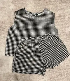 韓国子ども服 ギンガムチェック セットアップ