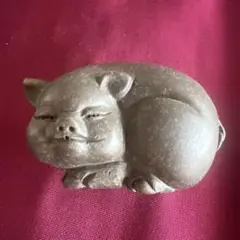 陶器製 豚ちゃんの置物 約7cm