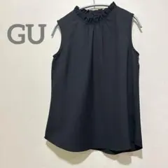 お値下げ　GU フリルネック　ノースリーブブラウス　プルオーバートップス　黒