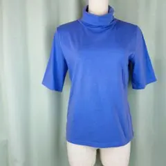 【77】半袖ハイネックカットソー　タートルネックカットソー　パープル