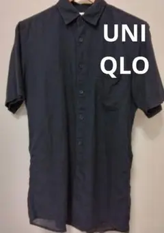 UNIQLO 綿麻混半袖シャツ L ネイビー