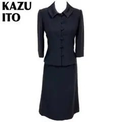 【美品】KAZU ITO スカートセットアップ フロントボタン 7 ブラック