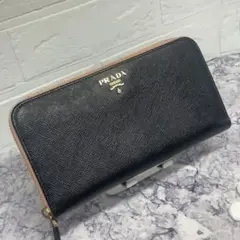 74 美品 PRADA プラダ サフィアーノ 長財布 ラウンドファスナー