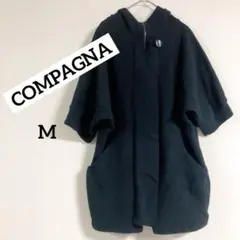 即購入OK✨COMPAGNA【M】ブラック フード付きパーカー 半袖 ニット
