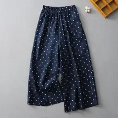 新品◎大人気 ワイドパンツ 着心地いい 柔らかくて カジュアル ドット柄