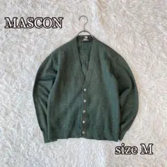 美品MASCON ウールニットカーディガン（M）メンズ　ヘリンボーン編み