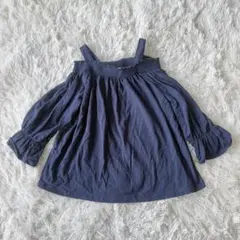 ☆美品☆GU オフショルダー風トップス ネイビーXL♪　夏