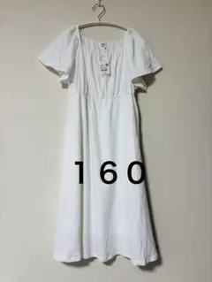 UNIQLO ユニクロ　GIRLS フレアスリーブワンピース 160オフホワイト