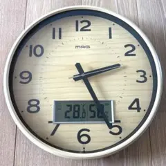 美品 mag 壁掛け時計 木目調 シンプル ウォールクロック デジタル アナログ