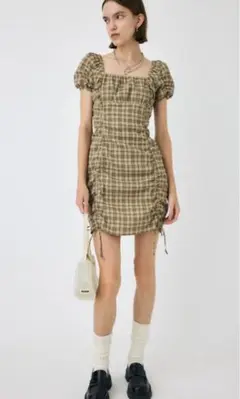 moussy GATHER RIBBON ミニドレス