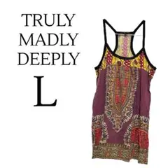 TRULY MADLY DEEPLY キャミソール 派手柄 ダークパープル L