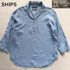 美品✨SHIPS リネン カプリシャツ BAIRD McNUTT 別注 ブルー