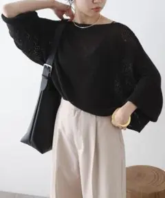 Omekashi リネンワイドニットプルオーバー