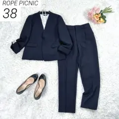 ROPE PICNIC　パンツスーツ　360°ウルトラストレッチ　ネイビー　38