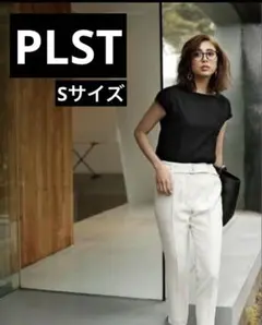 PLST バックサテン ストレッチ 前後2way ブラウス ♡Sサイズ　ブラック