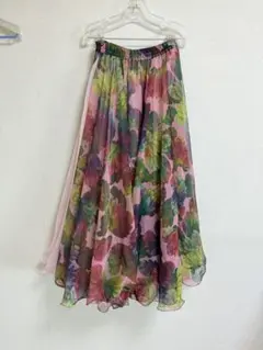 シフォン 多色 フレアスカート