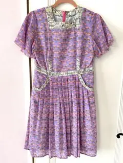 【透明マニラ】きらびやか 昭和レトロ風 半袖 ミニワンピース レディース　９号 透明マニラ】きらびやか 昭和レトロ風 半袖 ミニワンピース