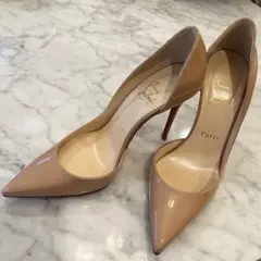 ✴︎超美品✴︎クリスチャンルブタン ベージュ パンプス 35ハーフ 10cm