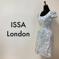 07T596☆ ISSA London 美品 ひざ丈ワンピース 総柄 トップス