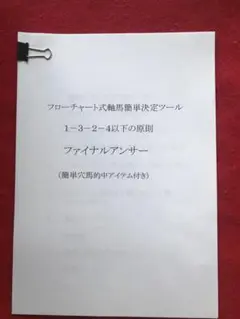 競馬予想　フローチャート式軸馬簡単決定ツール　　穴馬的中アイテム付き