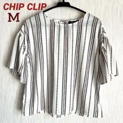 CHIP CLIP アベイル　ストライプ　ブラウス　トップス　フレア袖 　M
