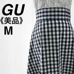 【美品】ジーユー ギンガムチェック フレアスカート ロング バックファスナー