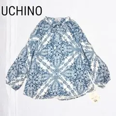 【新品】UCHINO マシュマロガーゼ ペーズリー柄 ブラウス ブルー