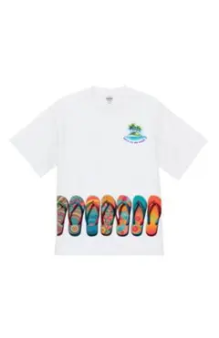 ハイクオリティー Tシャツ ビーサン カラフル 夏の想い出　半袖Tシャツ