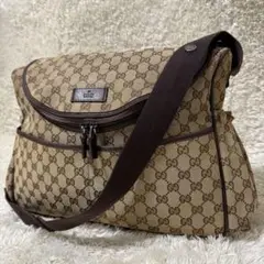 【極希少】GUCCI マザーズバッグ ショルダーバッグ GGキャンバス 大容量 グッチマザーズバッグ GGキャンバス ベージュ レディース