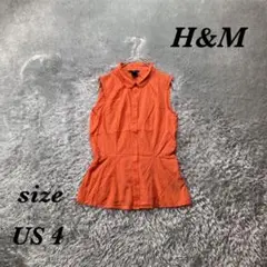 H&M エイチアンドエム (US 4) ノースリーブシャツ カラーシャツ 薄手