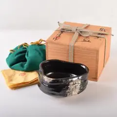 茶道具　加藤唐九郎（一ム斎）作　絵織部　茶碗　時代箱　C　R8826 茶道具 加藤唐九郎（一ム斎）作 絵織部 茶碗 時代箱 C R8826