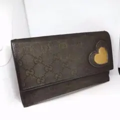 【正規品】GUCC グッチ ハート 長財布 ブラック GG柄
