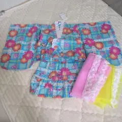 新品タグ付き　花柄着物セット 90サイズ