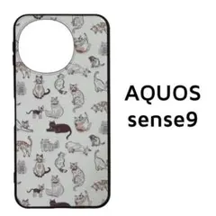AQUOS sense9 ケース 猫 イラスト カバー