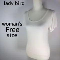 レディース　フリーサイズ　トップス　白　ホワイト　半袖　Tシャツ　無地