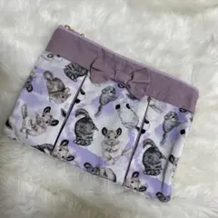 チンチラ purple ポーチ メイクケース 小動物 ハンドメイド