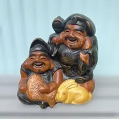 大黒天と恵比寿　置物