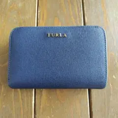 【中古】FURLA　フルラ　二つ折り財布　ウォレット　バビロン　ネイビー　箱なし