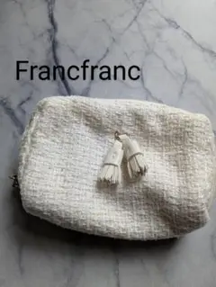 Francfranc ホワイトツイードポーチ